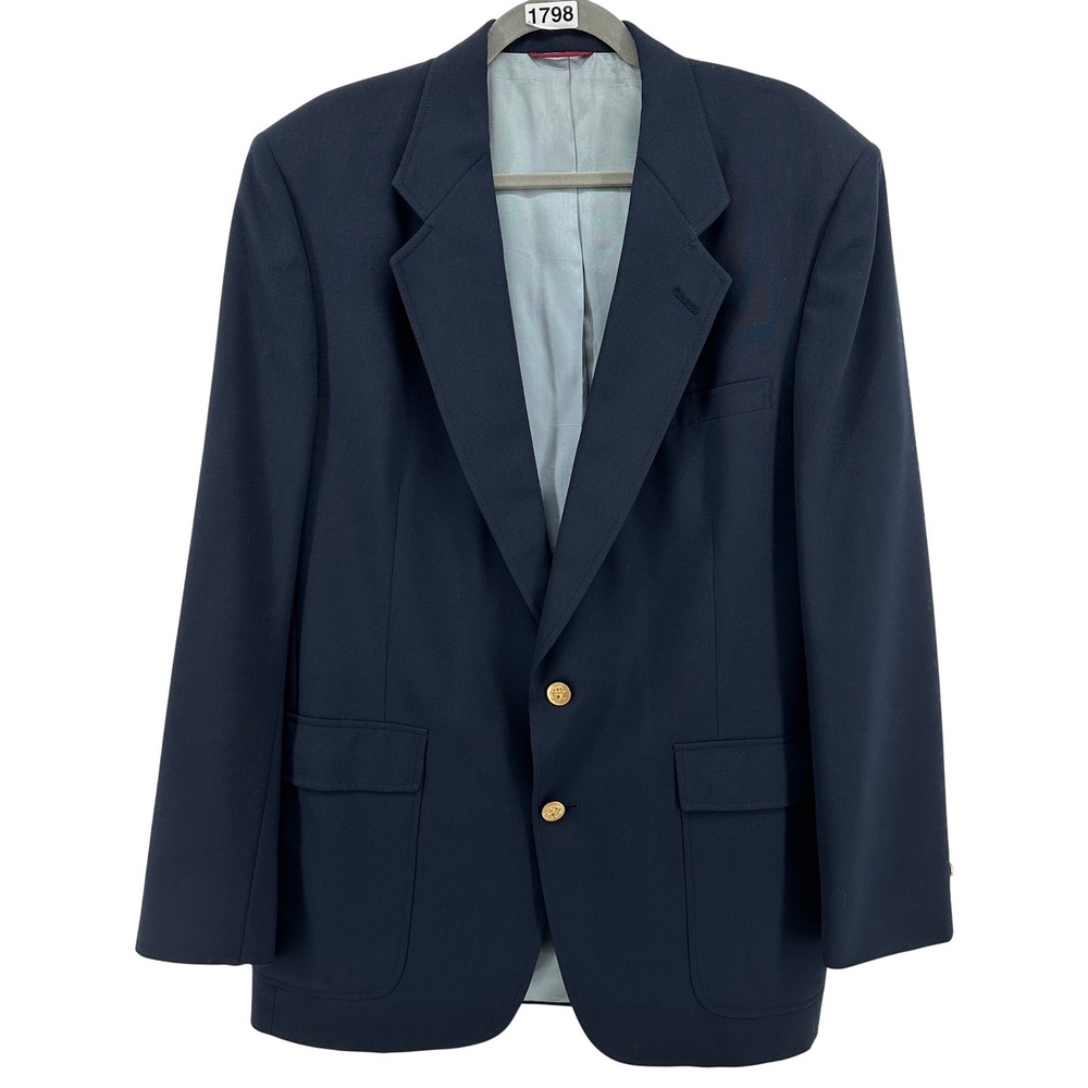 Hart Schaffner Marx Blazer Mens 42L Navy Blue Gold Button Jack Nicklaus Preppy